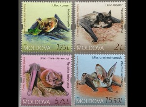 Moldawien Moldova 2017 Michel Nr.1011-14 Fledermäuse Tiere Fauna Großes Mausohr