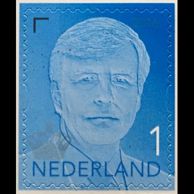 Niederlande 2016 Neuheit Freimarke Willem Alexander blau Aufdruck 2016