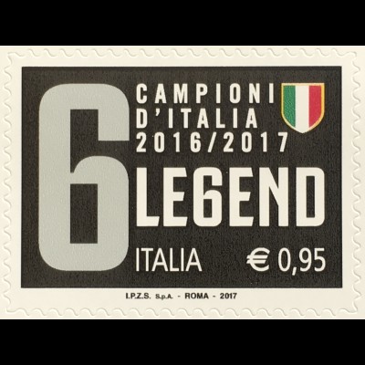 Italien Italy 2017 Michel Nr. 3989 Juventus Turin Gewinn Fußballmeisterschaft