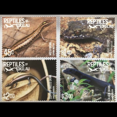 Tokelau Inseln 2017 Nr. 511-14 Reptilien Emoia Cyanura Fauna Tierwelt Reptiles