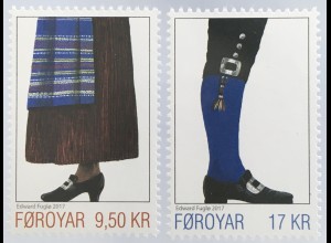 Dänemark Färöer 2017 Michel Nr. 905-06 Nationaltracht Folklore Kleidung