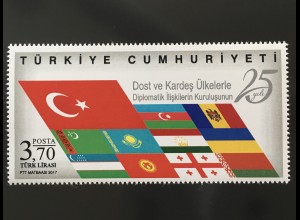 Türkei Turkey 2017 Nr. 4340 25 Jahre diplomatische Beziehungen mit Freunden