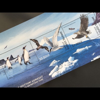 Grönland 2017 Block 84 Vögel Pinguine Fauna Tiere Gemeinschaftsausgabe mit TAAF
