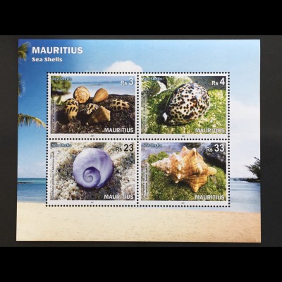 Mauritius 2017 Neuheit Muscheln Bivalia Weichtiere Mollusca Meeresbewohner Block