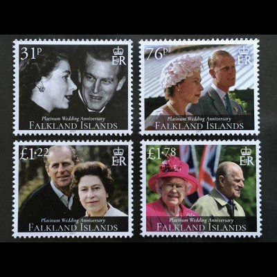 Falkland Inseln 2017 Nr. 1349-52 70 Hochzeitstag der Queen und Prinz Phillip