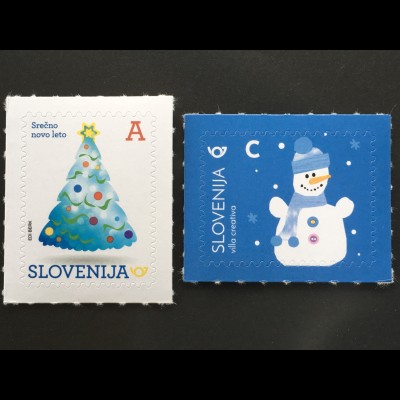 Slowenien Slovenia 2017 Nr. 1273-74 Schneemann und Weihnachtsbaum Weihnachten