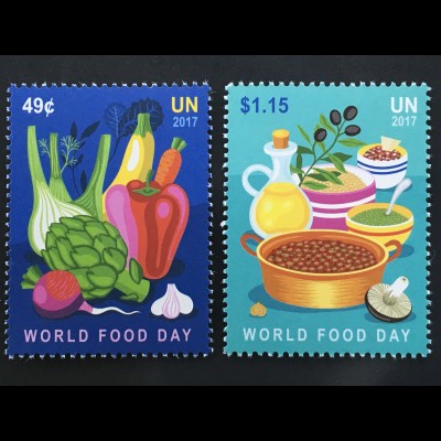 Ver. Nationen UNO New York 2017 Nr 1641-42 Welternährungstag Gemüse Hülsenfrucht