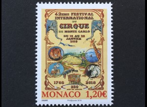 Monako Monaco 2018 Michel Nr 3375 Internationales Zirkusfestival Monte Carlo 