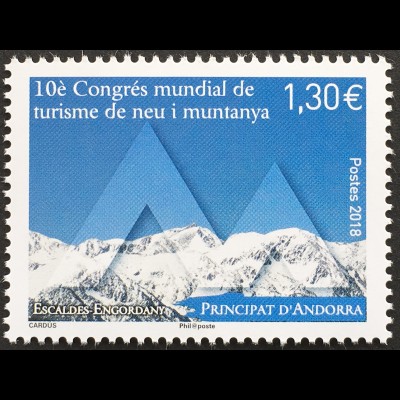 Andorra französisch 2018 Nr. 830 Weltkongress für Schnee- und Bergtourismus