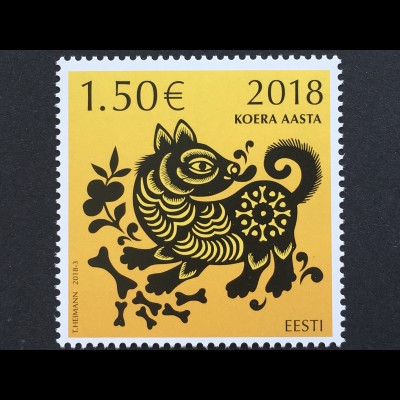 Estland EESTI 2018 Nr. 913 Chinesisches Neujahr Jahr des Hundes Horoskop
