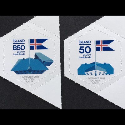 Island Iceland 2018 Nr. 1545-46 100 Jahre Unabhängigkeit Souveränität