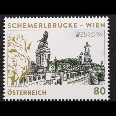 Österreich 2018 Nr. 3393 Europaausgabe Brücken Schemerlbrücke Stadtteil Nussdorf