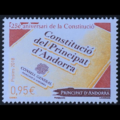 Andorra französisch 2018 Nr. 831 25 Jahre Verfassung Politik Recht Verfassung