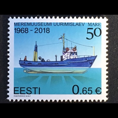 Estland EESTI 2018 Michel Nr. 917 50 Jahre Forschungsschiff „Mare“ Meeresmuseums