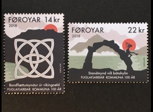Dänemark Färöer 2018 Michel Nr. 928-29 100 Jahre Kommune Fuglafjørur