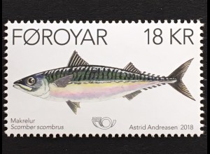Dänemark Färöer 2018 Michel Nr. 923 NORDEN Fische Makrele Fauna 