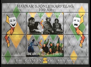 Dänemark Färöer 2018 Block 47 100 Jahre Theaterverein Tórshavn Kleinkunst