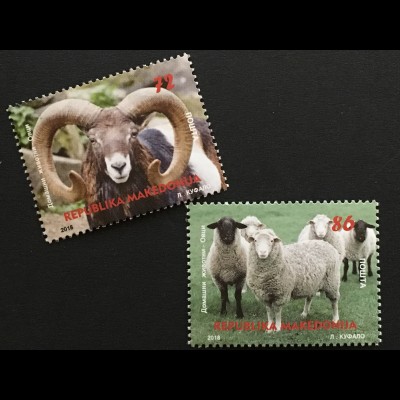 Makedonien Macedonia 2018 Nr. 828-29 Schafe Haustiere Fauna Schafwolle Säugetier