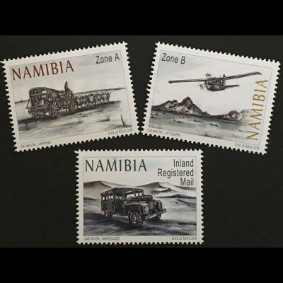 Namibia 2018 Nr. 1585-87 Vom Ochsenwagen zum Flugzeug Transport Postbeförderung