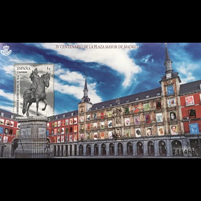 Spanien España 2018 Block 308 400 Jahre Plaza Mayor in Madrid Sehenswürdigkeit