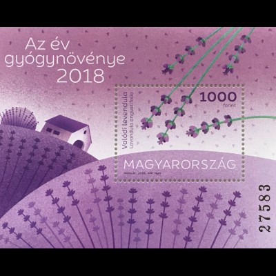 Ungarn Hungary 2018 Block 412 Lavendel Heilpflanze des Jahres Flora Kräuter