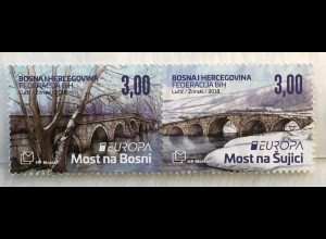 Bosnien Herzegowina Kroatische Post Mostar 2018 Nr. 480-81 Europaausgabe Brücken