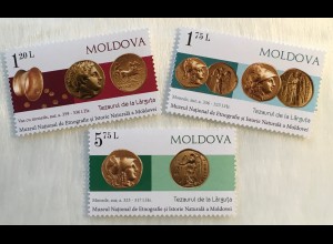 Moldawien Moldova 2018 Nr. 1048-50 Münzfund von Lărguţa Goldmünze Währung Geld