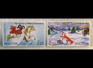 Moldawien Moldova 2018 Nr. 1051-52 Kindertag Kinderzeichnungen von Märchenszenen