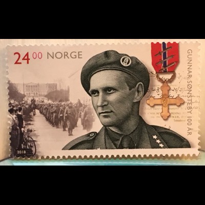 Norwegen 2018 Michel Nr. 1970 100. Geburtstag von Gunnar Sønsteby Widerstand