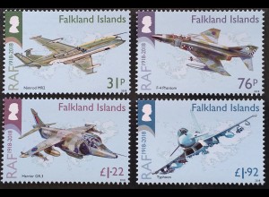 Falkland Inseln 2018 Nr. 1365-68 100 Jahre Royal Airforce Flugverkehr Luftwaffe