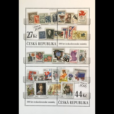 Tschechische Republik 2018 Block 69 100 Jahre tschechoslowakische Briefmarken