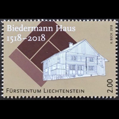Liechtenstein 2018 Nr. 1915 500 Jahre Biedermann Haus Schellenberg Architektur