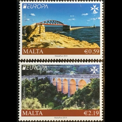 Malta 2018 Nr. 2006-07 Europaausgabe Europacept Brückenmotive Seebrücken