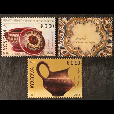 Kosovo 2018 Nr. 429-31 Keramiken Antiquitäten Ausgrabungen Handwerk