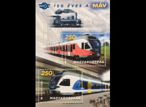 Ungarn Hungary 2018 Block 416 150 Jahre Ungarische Staatsbahnen Eisenbahnen 