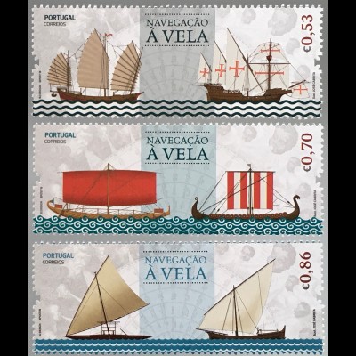 Portugal 2018 Nr. 4441-43 Historische Segelschiffe Schifffahrt Seefahrernation 