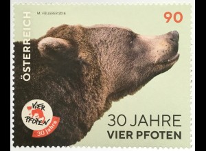 Österreich 2018 Michel Nr. 3432 30 Jahre Tierschutzorganisation „VIER PFOTEN“