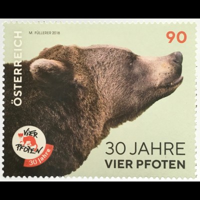 Österreich 2018 Michel Nr. 3432 30 Jahre Tierschutzorganisation „VIER PFOTEN“
