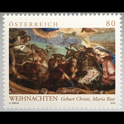 Österreich 2018 Nr. 3441 Weihnachten Gemälde Geburt Christi Maria Rast 