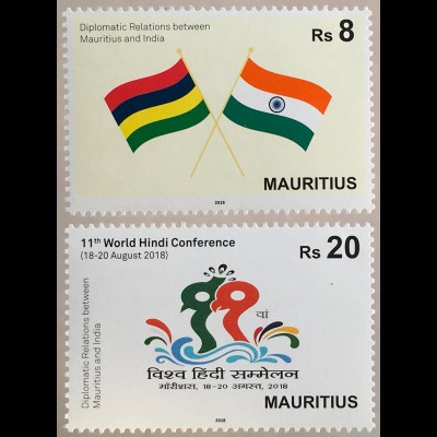 Mauritius 2018 Nr. 1196-97 Diplomatische Beziehungen mit Indien 