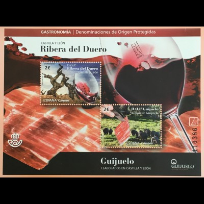 Spanien España 2018 Block 313 Gastronomie Castill y Leon Ribera del Duero
