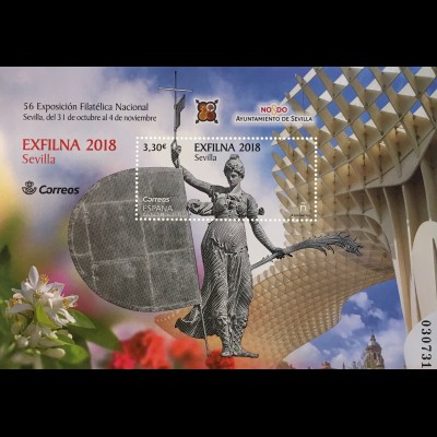 Spanien España 2018 Block 317 Briefmarkenmesse EXFILNA in Sevilla