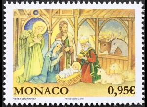 Monako Monaco 2018 Nr. 3421 Weihnachten Christmas Natale Christi Geburt 