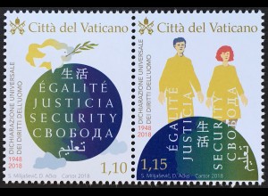 Vatikan Cittá del Vaticano 2018 Nr. 1943-44 70 Jahre Menschenrechte Freiheit 