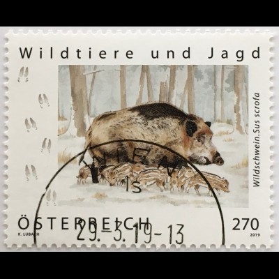 Österreich 2019 Nr. 3455 Wildschwein Tiere Fauna echte Schweine Paarhufer