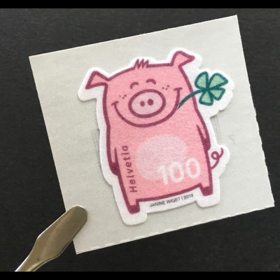 Schweiz 2019 Nr. 2587 Glücksschwein Sondermarke auf besonders flauschigem Papier