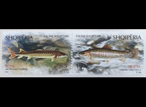 Albanien 2018 Nr. 3588-89 Fische Fauna Stör und Lachs Flußbewohner