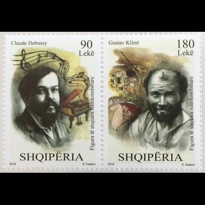 Albanien 2018 Nr. 3581-82 Berühmte Künstler Gustav Klimt Maler Claude Debussy 