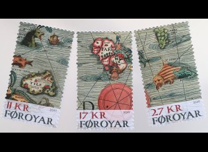 Dänemark Färöer 2019 Nr. 943-45 Die Faröer auf historischen Karten Landkarten 