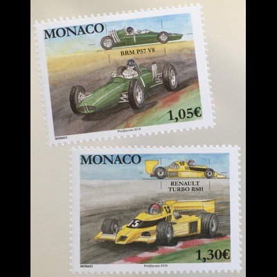 Monako Monaco 2019 Nr. 3426-27 Rennwagen Rennsport Tenault Turbo BRM P57 V8